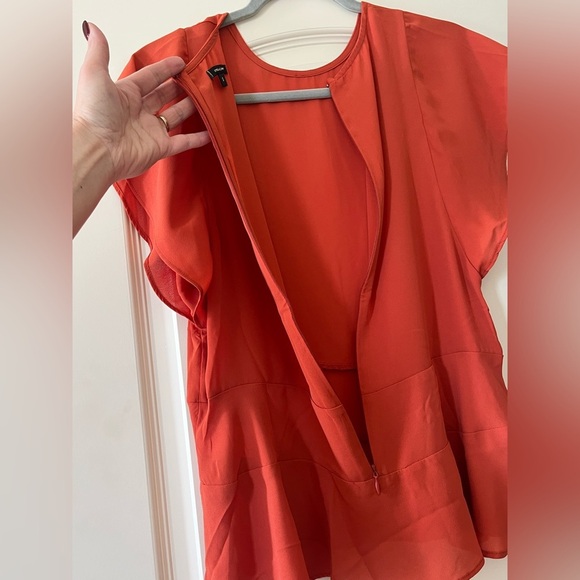 Stella & Dot Rich Rust Polyester Back Zip Blouse Women’s Size Small - Picture 10 of 15